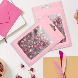 GSHLLO 100 Pcs Mylar Packaging Bags Clear Window Jewelry Bags Small Resealable Zip Bags Foil Food Storage Bags Plastic Zipper Candy Bags Zip Lock Pouch Bags for Cosmetic Data Cable Black 7 x 10cm