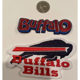Unbranded 2-BUFFALO BILLS IRON ON EMBROIDERED PATCHES- 3.5”x 1” & 4”x 2.5” BEAUTIFUL!!