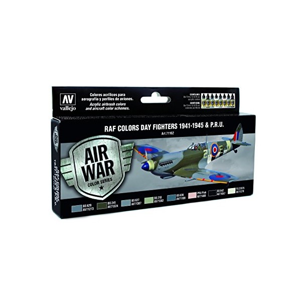 Vallejo"Model Air WWII RAF Day Fighters" Acrylic Paint Kit for Air Brush - Assorted Colours (Pack of 8),17 ml (Pack of 8)
