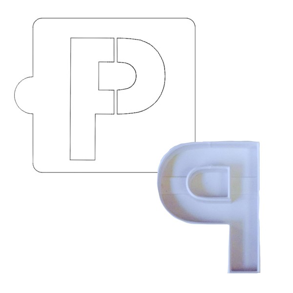 P LETTER ALPHABET STENCIL AND COOKIE CUTTER DECORATING SET MADE