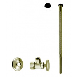 Westbrass Corrugated Supply Kit with Round Handle, 5/8" OD x 3/8" OD x 12", Polished Brass, D105K12-01