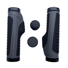 HOUSON Bicycle Grips, Ergonomic MTB Grips with Double Lock - Non-Slip Design & Aluminium Clamps (Black/Grey) - Soft Rubber (131 x 32 x 44 mm, 198 g)