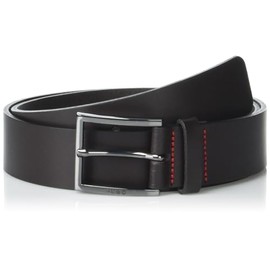 HUGO Dressy Leather Belt with Gun Metal Hardware