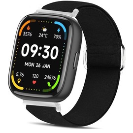 Lamshaw Compatible Smartwatch Bands, Stretch Elastics Nylon Adjustable Replacement Strap Accessories for Men & Women, Compatible with Faweio IDW13/IDW16/IDW17/IDW19/IDW21/IDW26/Smartwatch (Black)