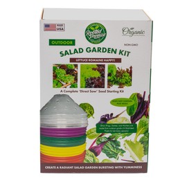 Salad Garden Kit with Grow Rings, Greenhouse Germination Domes, Seeds, Markers, Instructions – Gardening Gift for Mom, Teachers, Women, and Men – Made in USA