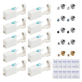 CONNECTION Ear Piercing Set, Ear Piercing Gun, Ear Piercing Gun, Disposable Ear Sterile Piercing Gun Kit with Stud Earrings and Alcohol Wadding, Ear Holes Self Piercing Set for Girls Women Men (10