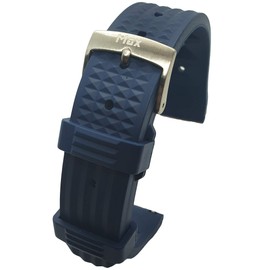 Max Quick Release FKM Rubber Divers Watch Strap Replacement Band Waffle Style Fluororubber (22mm, Navy Blue)