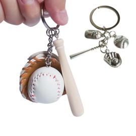JEHWAEEN 2 Sets Mini Baseball Unique Cool Keychains Set,Baseball Keychains for Backpacks Gifts including Hat and Bat