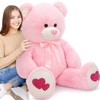MaoGoLan Giant Pink Teddy Bear Plush 42", "Heart Footprints and