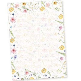 tatmotive Schreibblöcke DIN A4 liniert Flora-Bianca (2 Stück) Briefpapier Linien Block mit Blumen und besonders feiner Lineatur