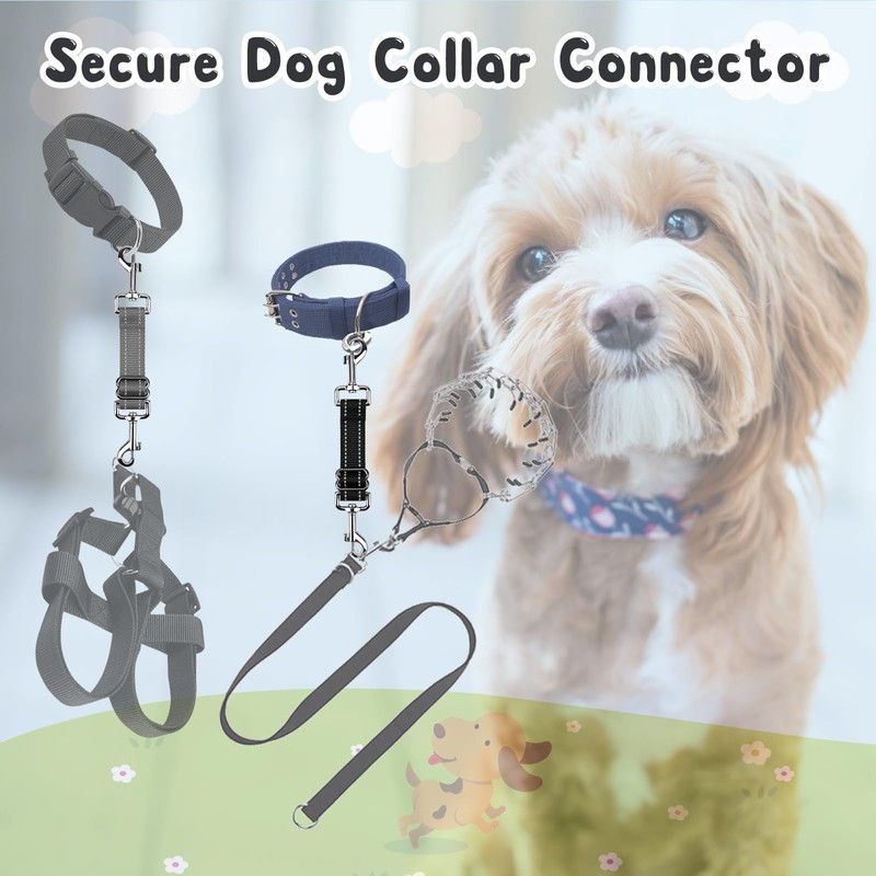 YUEPET Dog Safety Collar Clips 2 Pack Adjustable Prong Backup