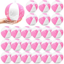 Lunmon 24 Pieces Pink and White Inflatable Beach Ball Round Pool PVC Balls Bulk Pool Party Favors Blow up Pool Game Toys for Swimming Pool Summer Hawaiian Tropical Theme Party Supplies (8 Inch)