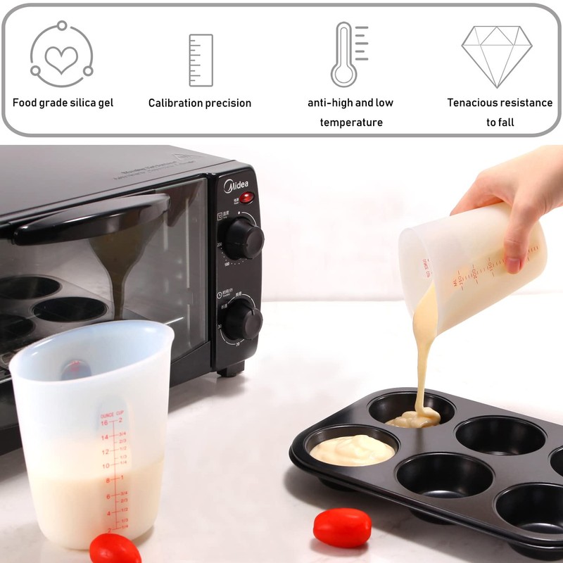 3 PCS Silicone Flexible Measuring Cups,Melting Cups for Epoxy Resin,Butter,Chocolate