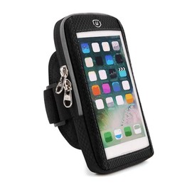 DFV mobile - Waterproof Reflective Armband Case with Touchscreen with 2 Compartments Sport Running Walking Cycling Gym für Cat S62 (2022) - Black