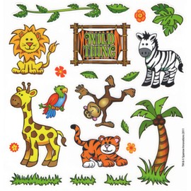 Reusable Vinyl Stickers ~ Wild Thing (A Safari and Jungle Adventure; 22 Stickers, 1 Sheet)