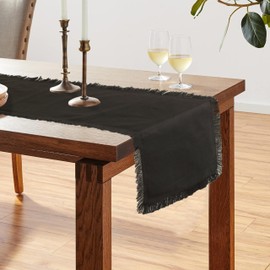 Accent Home - Camino de mesa de lino y algodón de 13 x 60 pulgadas, suave, duradero y de mezcla natural, estilo rústico de granja para mesa de comedor, bodas, despedidas de Gracias, Navidad y uso