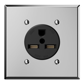 ELEGRP 30A 250V Flush Mounting Power Receptacle, NEMA 6-30R, Straight Blade Power Outlet UL Listed, with Stainless Steel Wall Plate for Welder/Generator/Heavy Duty Industrial Grade, Grounding, 1 Pack