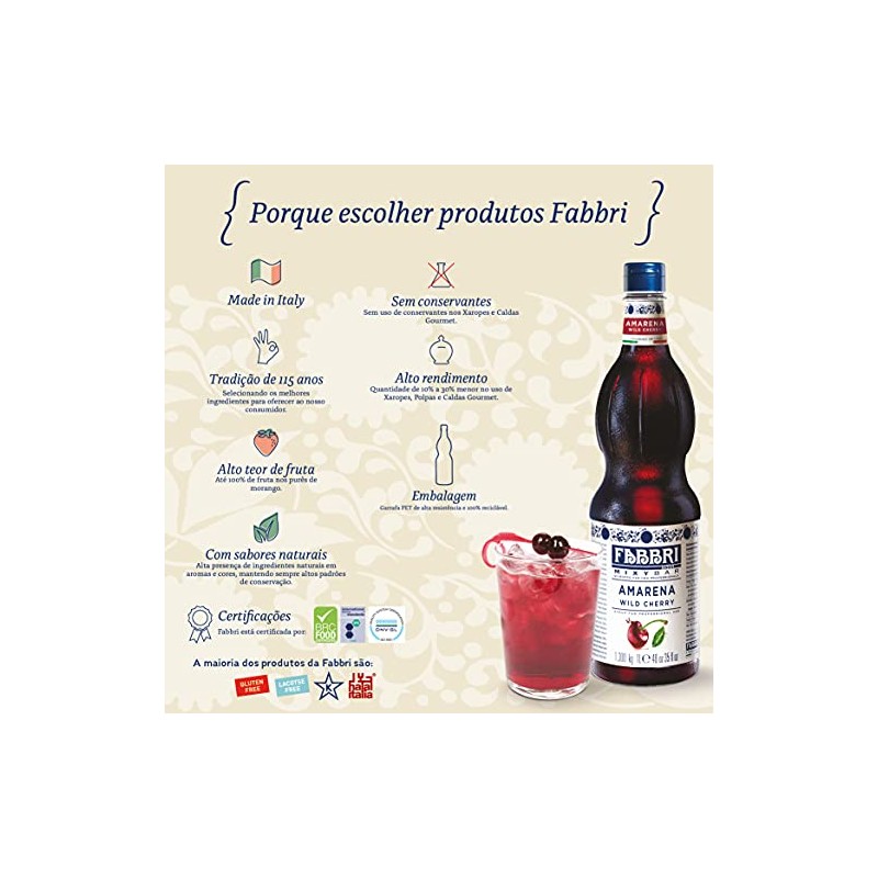 Fabbri Flavoring Syrup, Lemon, Made in Italy, 33.8 Ounce (1