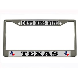 Don't Mess with Texas Metal License Plate Frame Chrome/Black (Silver/Black)