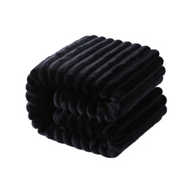 NTBAY Plush Flannel Oversized Baby Blanket, 50X60 Inches Soft and Warm Toddler Blanket with Striped Texture Nursery Bed Blanket for Stroller, Crib, Travel, Baby Gift, 50"x60", Black