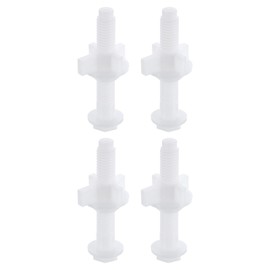sourcing map 4Pcs Toilet Seat Hinges Screw, White Universal Plastic Toilet Seat Hinge Bolt Screw with Nuts and Washers for Fixing the Top Toilet Seat