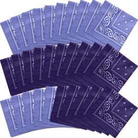 30 Pcs Bandanas Bulk Paisley Bandanas Unisex Head Wrap Scarf Cowboy Bandanas Headband Handkerchief for Women Men (Purple)