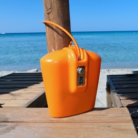 SAFEGO Portable Indoor/Outdoor Lock Box Safe with Key and Combination Access (Orange)