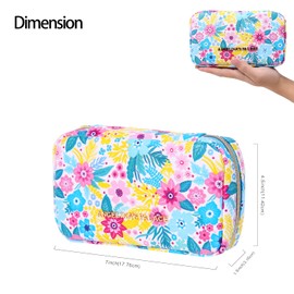 Angelina's Palace Small Waterproof Jewelry Organizer Case Vegan Leather Travel Storage Bag Bridesmaid Gifts for Necklace Earring Bracelet Ring(blossom blue)