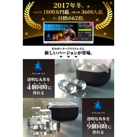 Polar Ice Tray 2 Ice Maker, 4 Transparent Ice Cube Trays (Main Unit + Ice Tray)