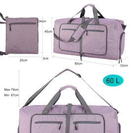 ehsbuy 60L Foldable Travel Duffle Bags for Men Women Large Holdall Waterproof Overnight Weekend Bags for Gym Luggage