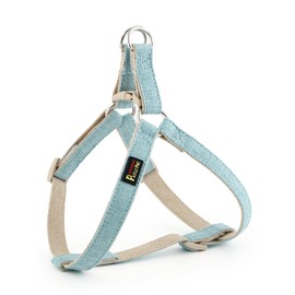 Plutus Pet Cotton Hemp Step in Dog Harness, Sustainable, Lightweight and Escape-Proof, Quick Fit Dog Harness for Puppy Small Medium and Large Dogs, Light Blue, XS