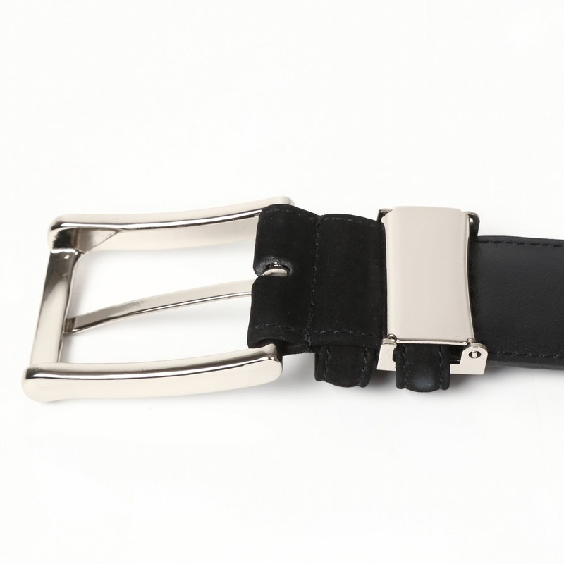 Ojier KE21228-19-BLACK Men's Belt, Genuine Leather, Cowhide Leather, Suede Nubuck,