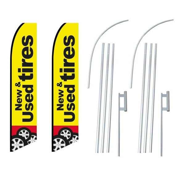 CommerceSigns New & Used Tires Yellow Swooper Flutter Feather Flag