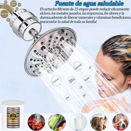 Cartucho de Filtro de Ducha Universal de 25 Etapas, 4 Paquete Cartuchos de Reemplazo del Purificador de Agua, para Eliminar Cloro, Impurezas y Olores, Reduce el Agua Dura, Mejorar la Salud de la Piel