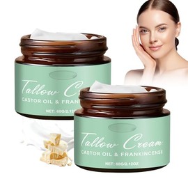 Grass-fed Tallow with Frankincense Oil & Castor oil,Tallow Moisturizer for Skin, Tallow and Manuka Honey Balm for Face & Body (2PCS)