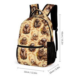 Sloth Backpack with Lunch Box & Pencil Case for Kids Girls Boys School, 16 Inch Cute Slothes Bookbag, School Backpack for Students Children, Lightweight, Large Capacity