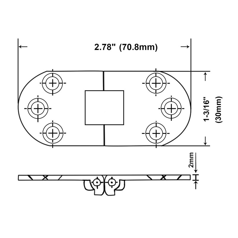 QCAA Solid Brass Table Folding Flip Top Hinge, 2-3/4"x1-3/16, Polished