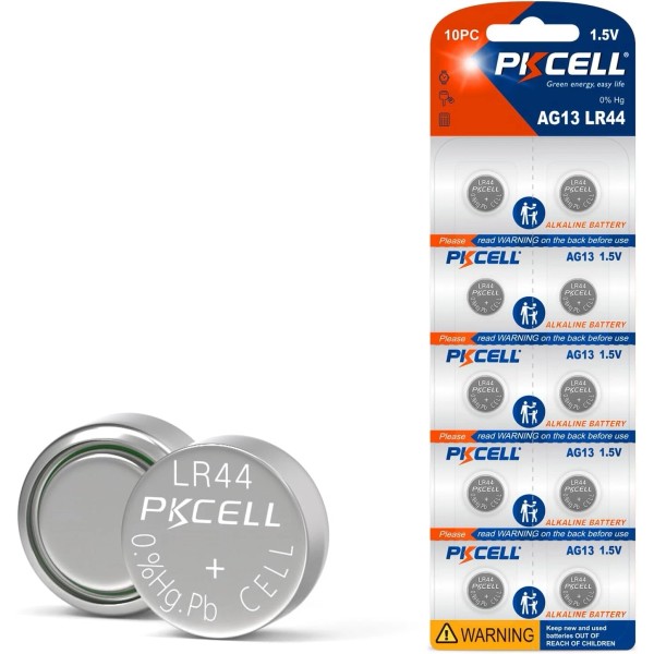 PKCELL LR44 Batteries 1.5 Volt Alkaline 10 CountP
