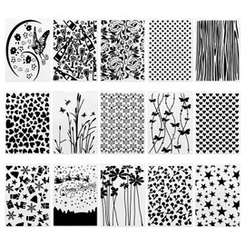 EMSea Pack of 15 Embossing Stencils Plastic Decoration for Christmas Wedding Paper Cards Photo Album Scrapbook