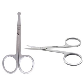 PartyKindom Stainless Steel Eyebrow and Nose Hair Scissors Set 2-Piece Grooming Kit Rounded and Curved Tips for Precision Trimming for Personal Care and Grooming