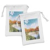 Ambesonne Oil Painting Fabric Pouch Set of 2, Picturesque Lake