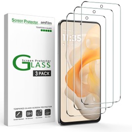 amFilm 3 Pack Compatible with Motorola Moto G Stylus 2024 5G 6.7" Screen Protector Tempered Glass with Easy Installation Handles, HD Clear, Anti-Scratch Bubble-Free