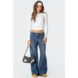 Charlie Panel Stitch Low Rise Jeans - Color: BLUE WASHED, Size: M