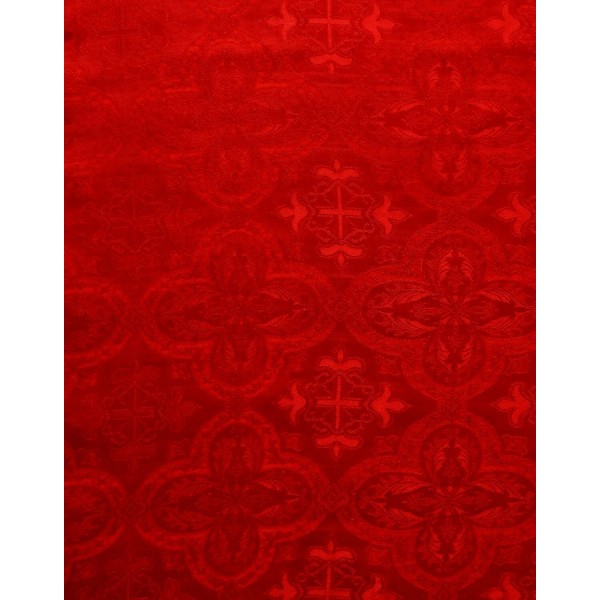 H&T Fabrics RED LITURGICAL CROSS BROCADE FABRIC (60 in.) Sold
