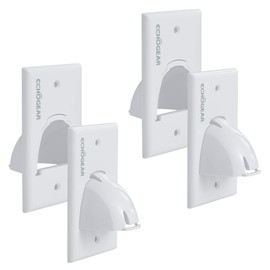ECHOGEAR White in Wall Cable Hider - 2 Pack Single Gang Pass Through Pair with Drywall Brackets Included - Manage & Conceal 8 Low Voltage Cords - Quick Install with Cutting Template