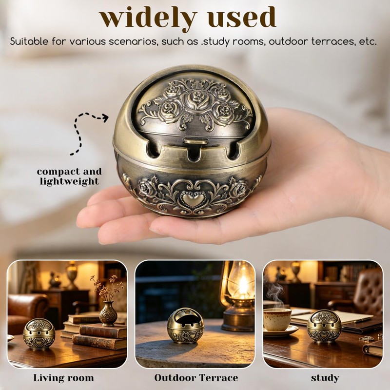 Creative Ashtray with Lid Portable Small Round Ash Tray for