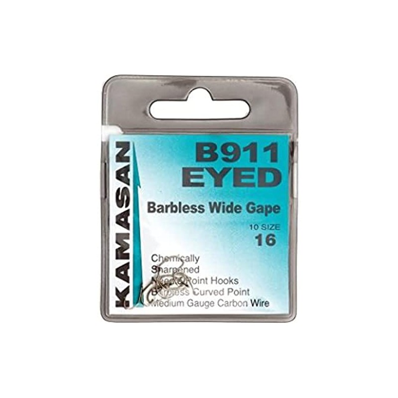 Kamasan B911 Extra Strong Eyed Fishing Hooks - Size 16,