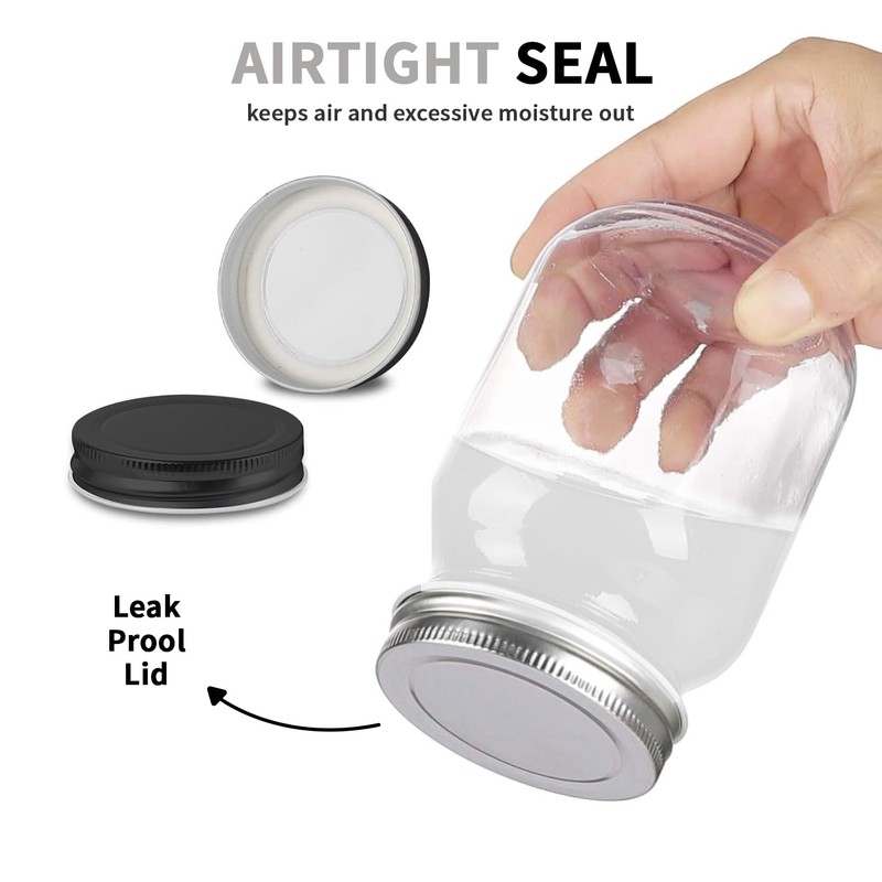 novelinks Plastic Jars with Lids 16oz, Clear 16 oz Mason