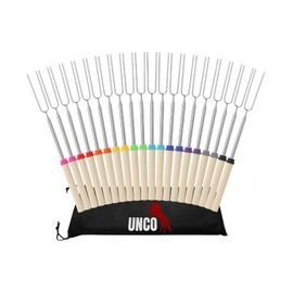 UNCO- Marshmallow Roasting Sticks, 20 Pack, 32”, Extendable Stainless Steel Smores Sticks for Fire Pit, Marshmallow Sticks for Fire Pit, Smores Skewers, Campfire Cooking Equipment, Smore Sticks
