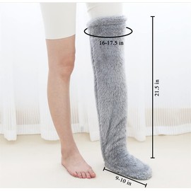 XACKWUERO Plush Slipper Stockings Fur Long Leg Warmers for Women Men Over Knee High Fuzzy Socks Winter Home Sleeping Socks, lightgrey